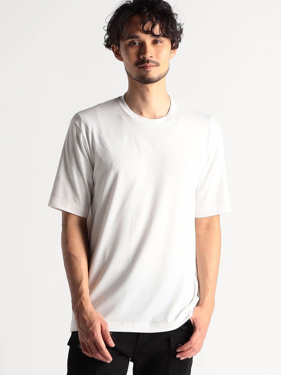 ラッセルレースアンサンブルTシャツ ブラック×ホワイト（NICOLE CLUB FOR MEN)