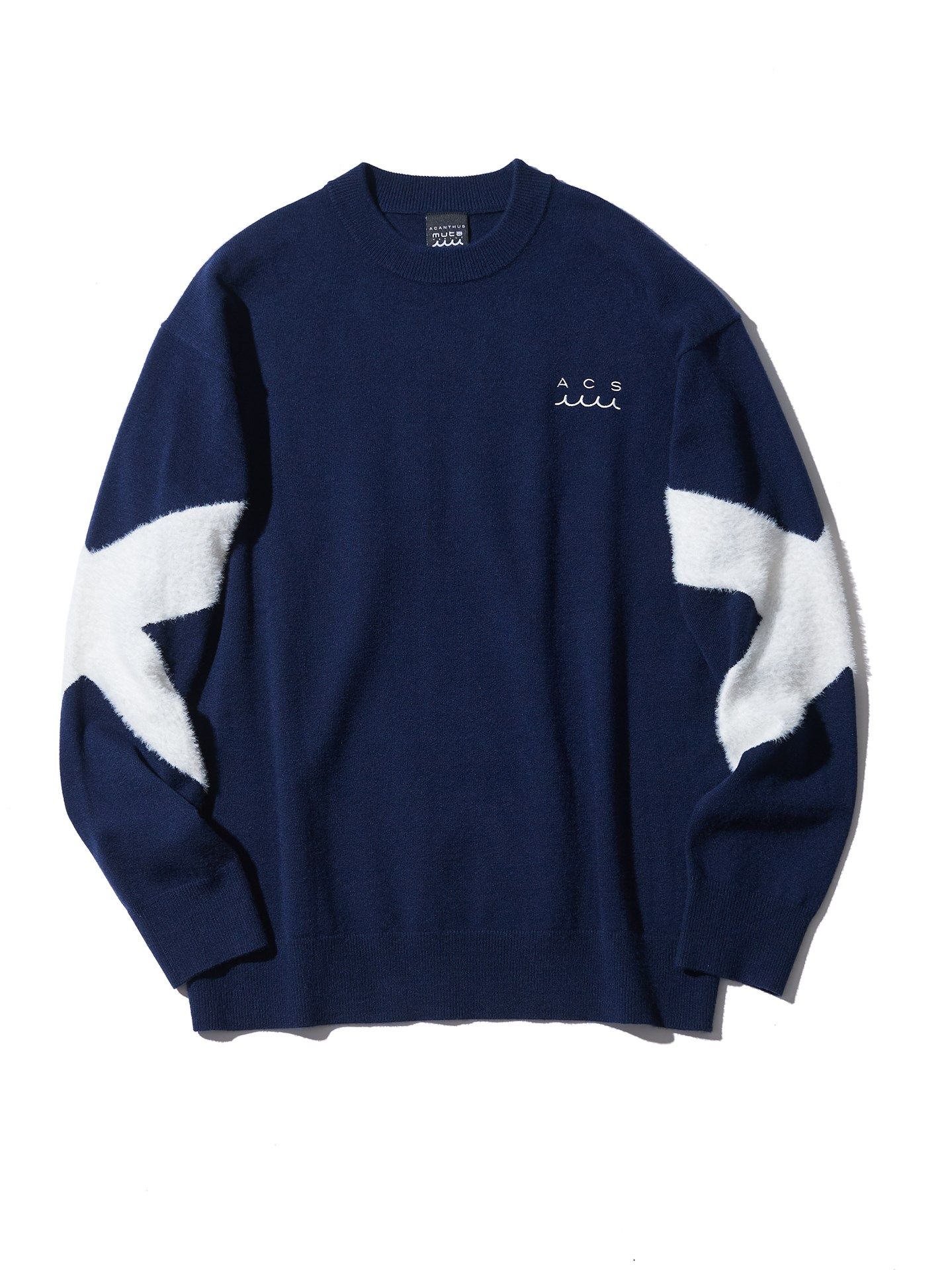 muta Arm Line Knit / コラボニット / ネイビー 【Acanthus×muta MARINE】