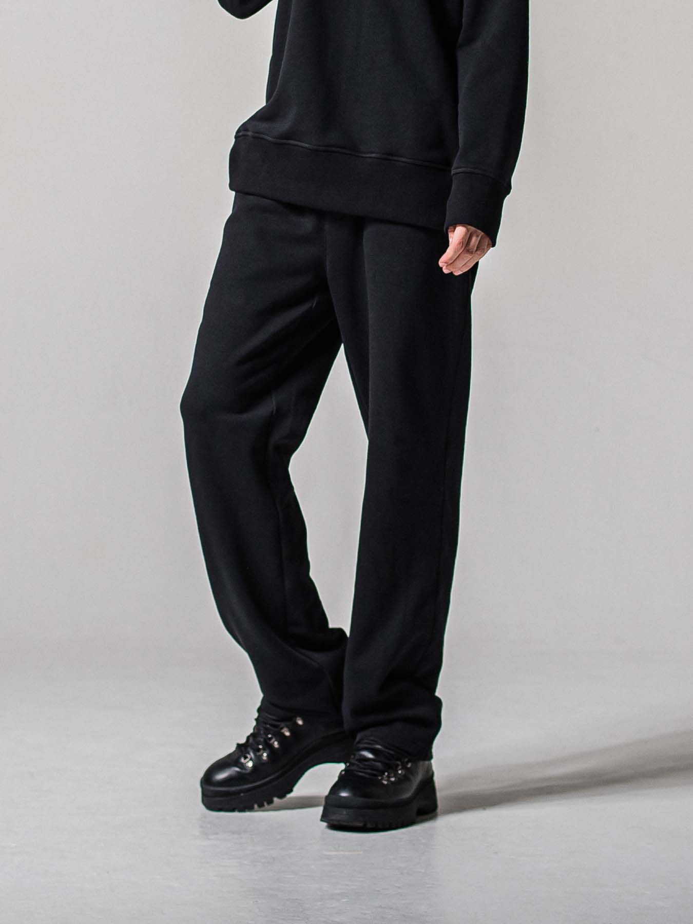 【予約品 11月16日(日) 締切】HF URAKE WIDE TUCK PANTS / 裏毛 セミワイドシルエット ワンタック イージーパンツ / ブラック