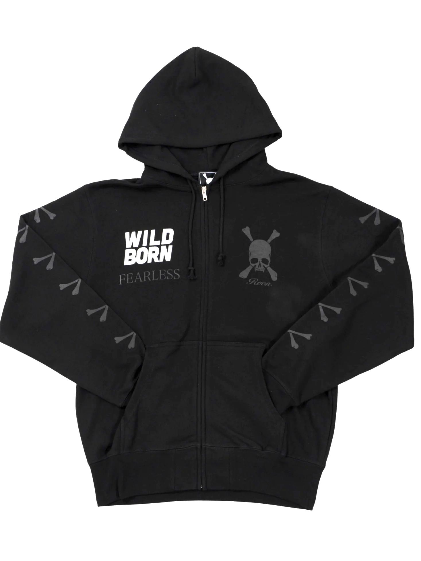 WILD BORN  PK / 長袖ジップパーカー / ブラック 【Roen】