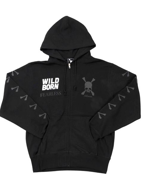 WILD BORN  PK / 長袖ジップパーカー / ブラック 【Roen】