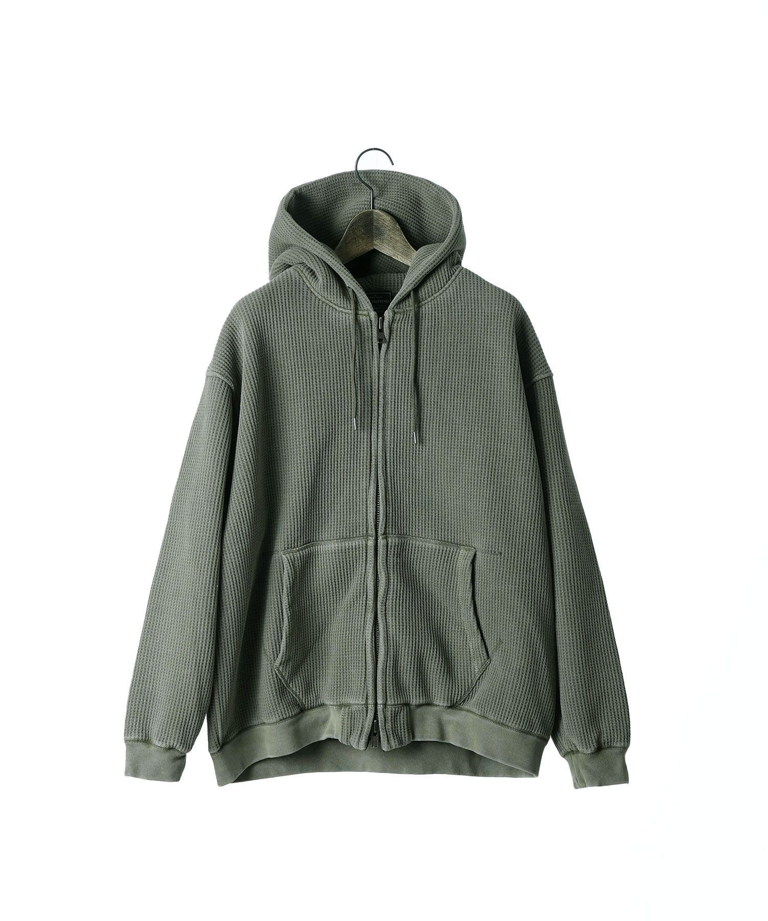 【予約品10月20日(日）締め】 WARBBLE / ヘビーオンスワッフル生地 パーカー / オリーブドラブ