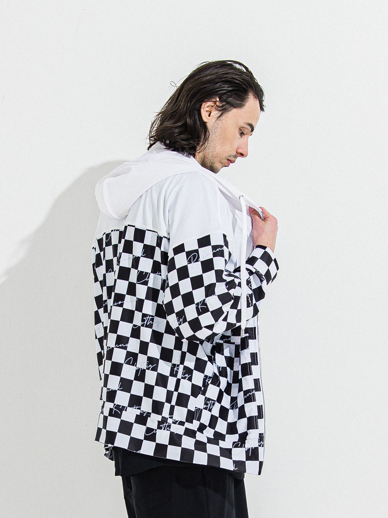 【予約品 】RASH OVER ZIPUP HOODIE / ラッシュガード オーバーサイズジップアップパーカー / チェッカーフラッグ
