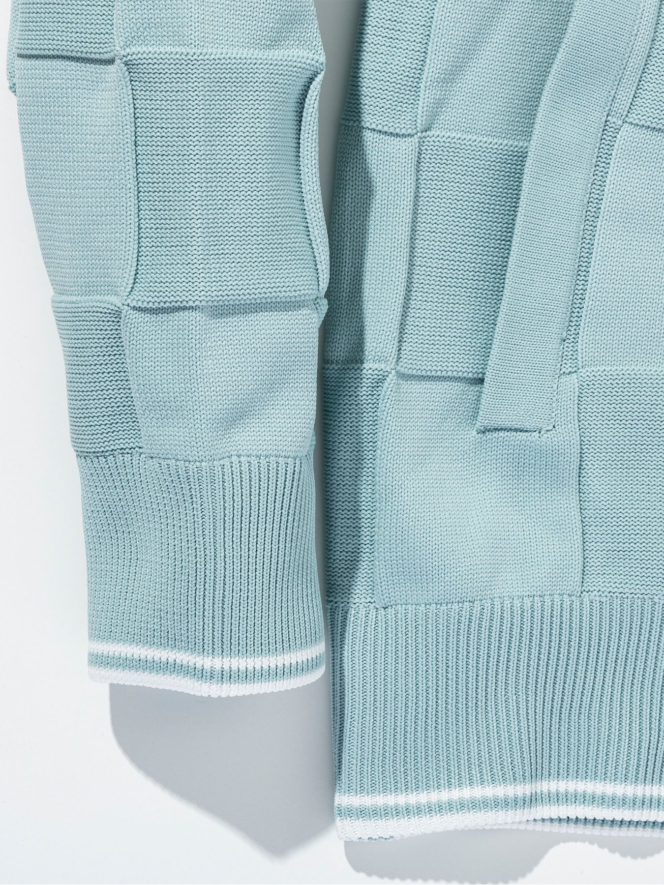 ブロックニットジップアップフーディー / ホワイト