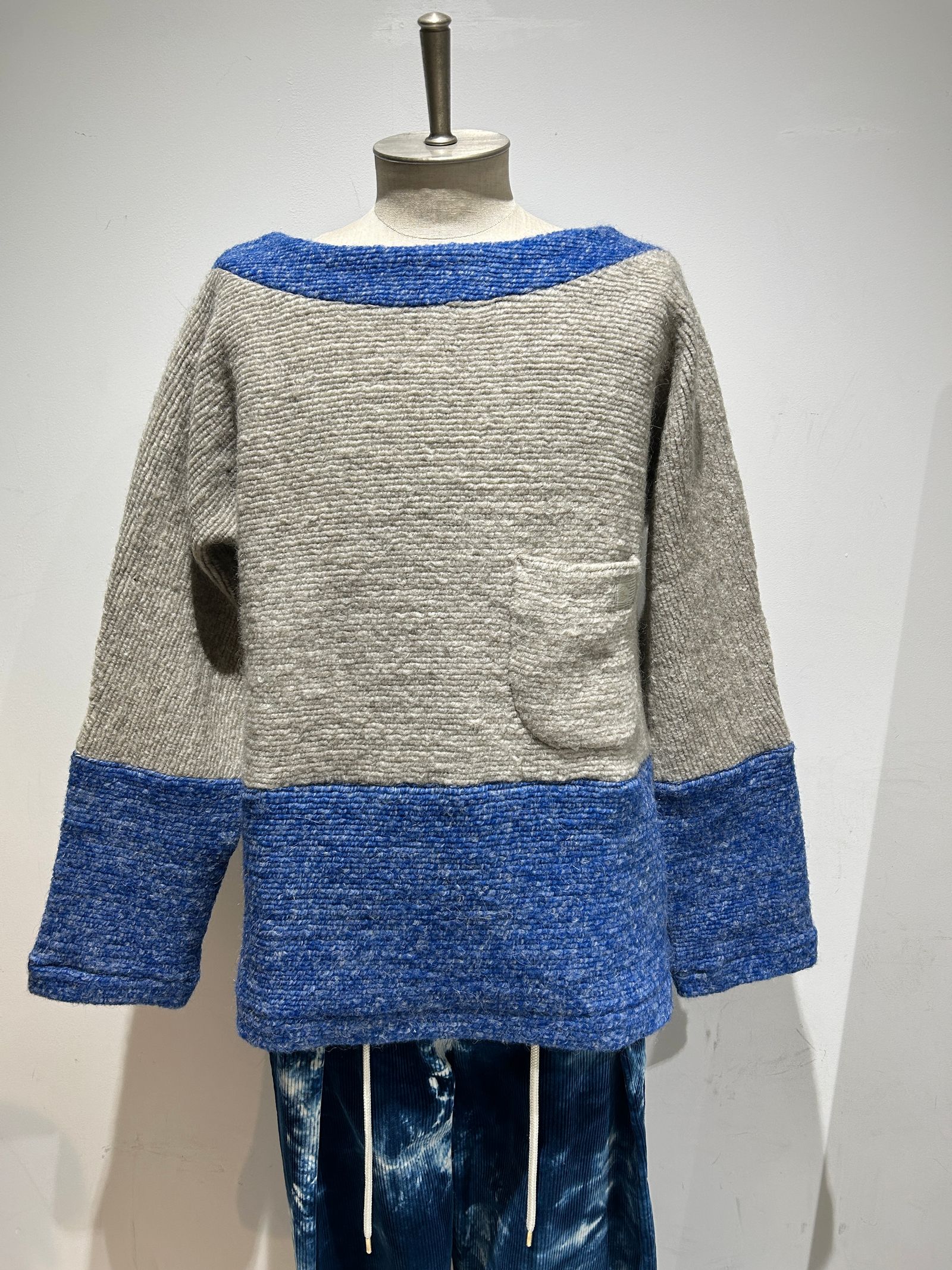 イタリア素材のカットニット切り替えボートネック【A(LeFRUDE)E】