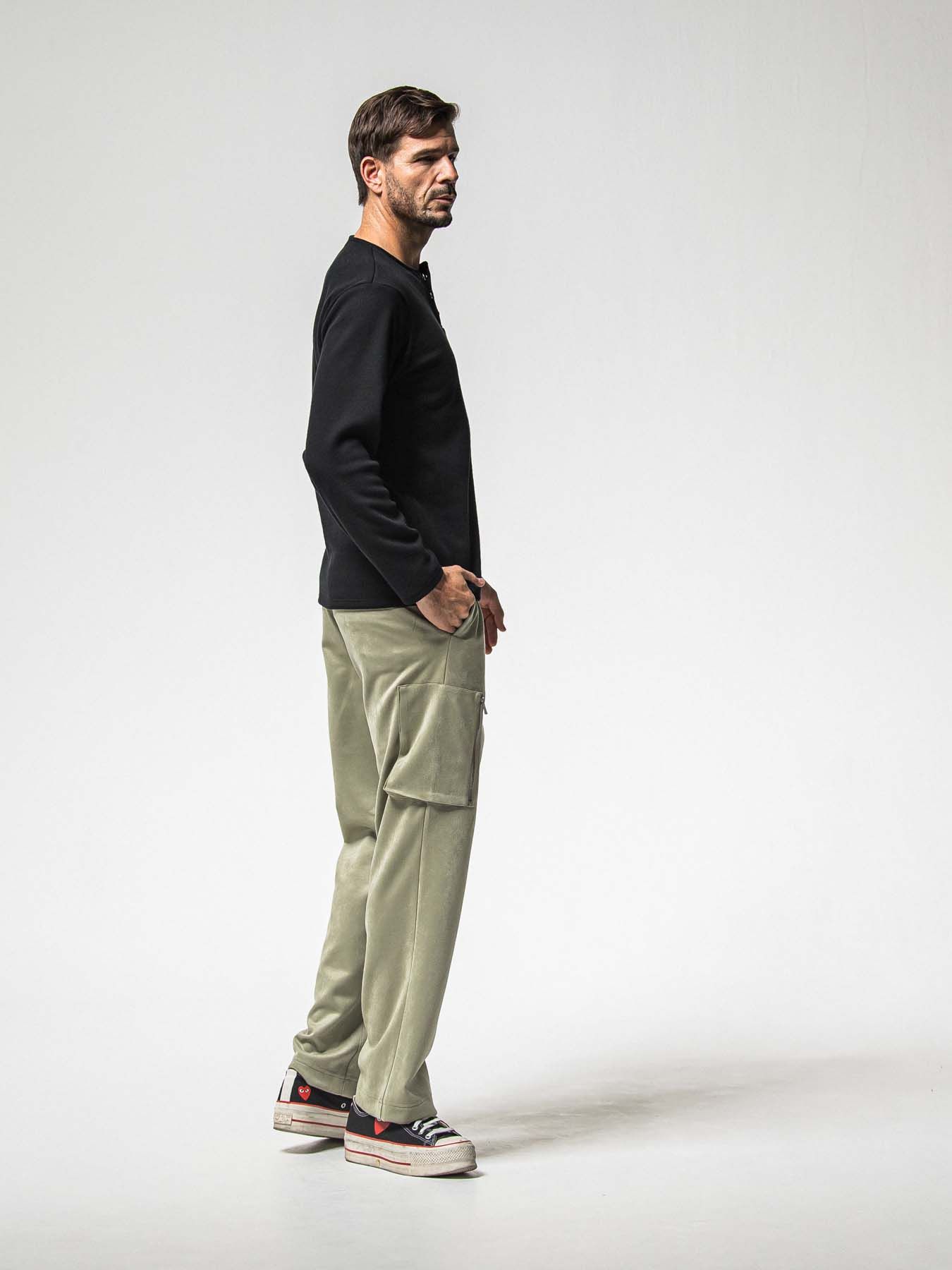 【予約品 8月31日(日) 締切】VELOURS FLEECE THERMAL HENRY / ベロアフリース サーマル ヘンリーネック / ブラック