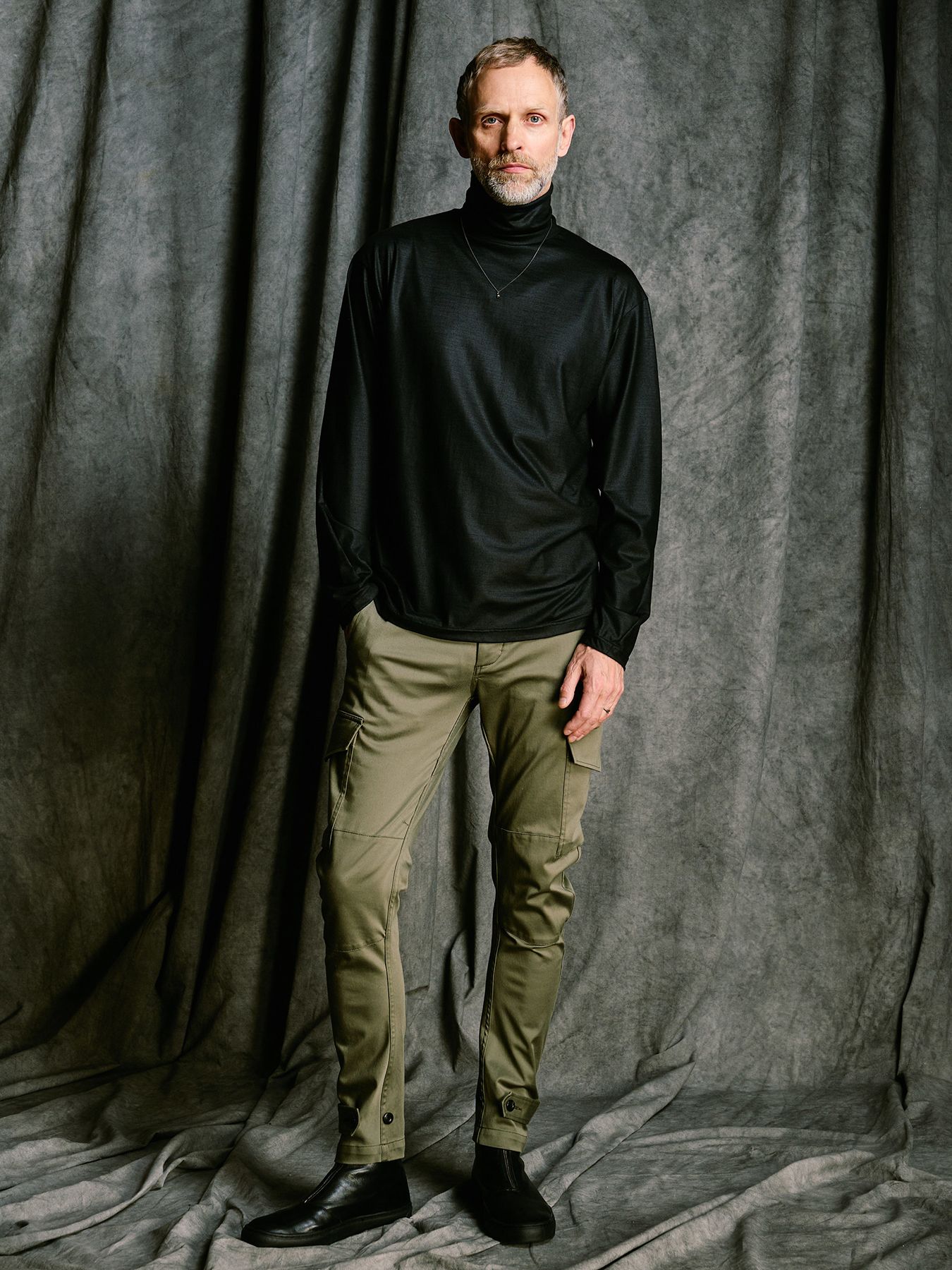 【予約品 4月19日(日) 18時締切】ex.comfy wool turtle  / メリノウールジャージー タートルネック / ブラック