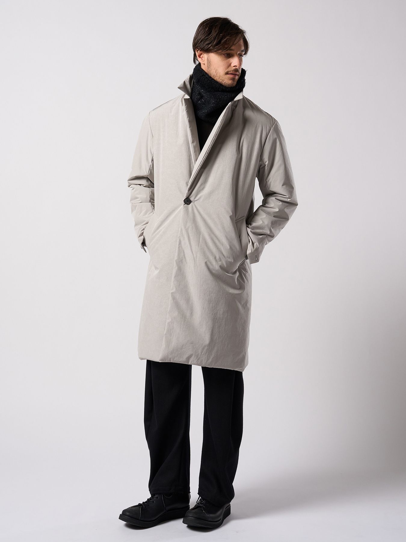 【予約品 4月19日(日) 18時締切】double breasted solid coat / ダブルブレスト ソリッド コート / フェードグレー