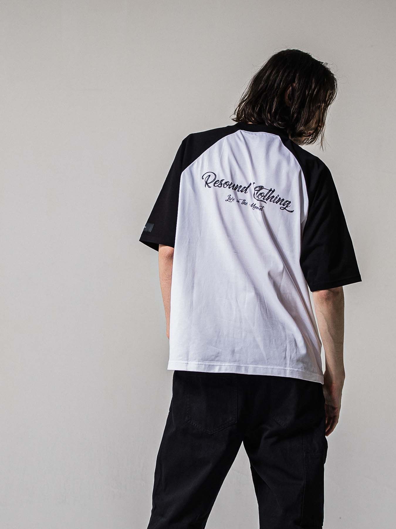 【予約品 11月16日(日) 締切】BACK RC RAGLAN OVER TEE / バックロゴ ラグランスリーブ オーバーTシャツ / ホワイト×ブラック