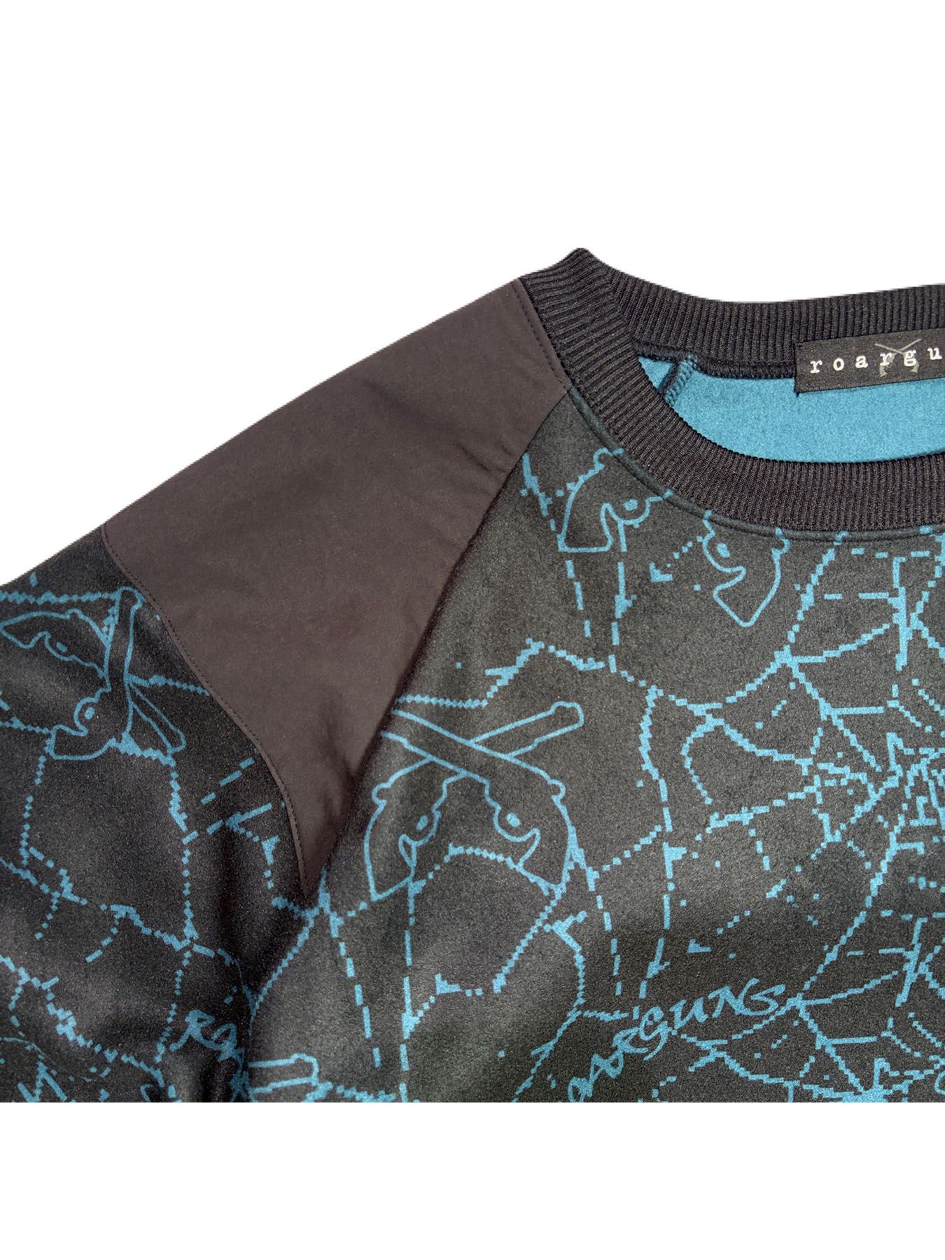 【予約品 3月9日(月) 18:00 締切】SPIDER PRINT T CRY / クリスタルクロスガン スパイダープリント フリース ロンT / ブラック×ブルー