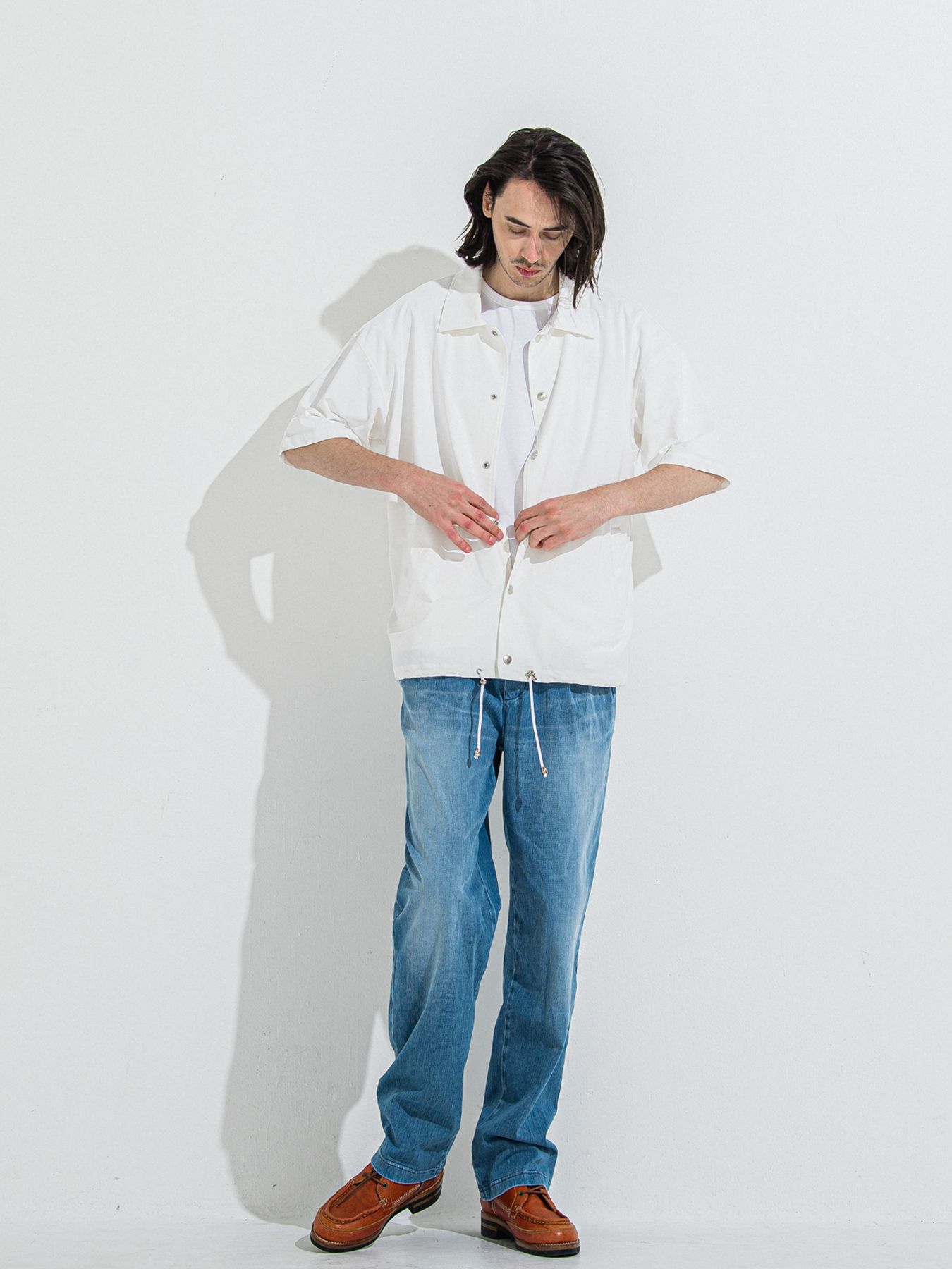 【予約品 】NYLON HALF COACH JACKET / ナイロンハーフコーチジャケット / ホワイト