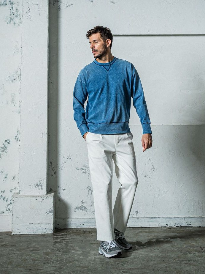 《予約11月17日19時締め》  DENIM JERSEY loose trainer / トレーナー / ライトインディゴ