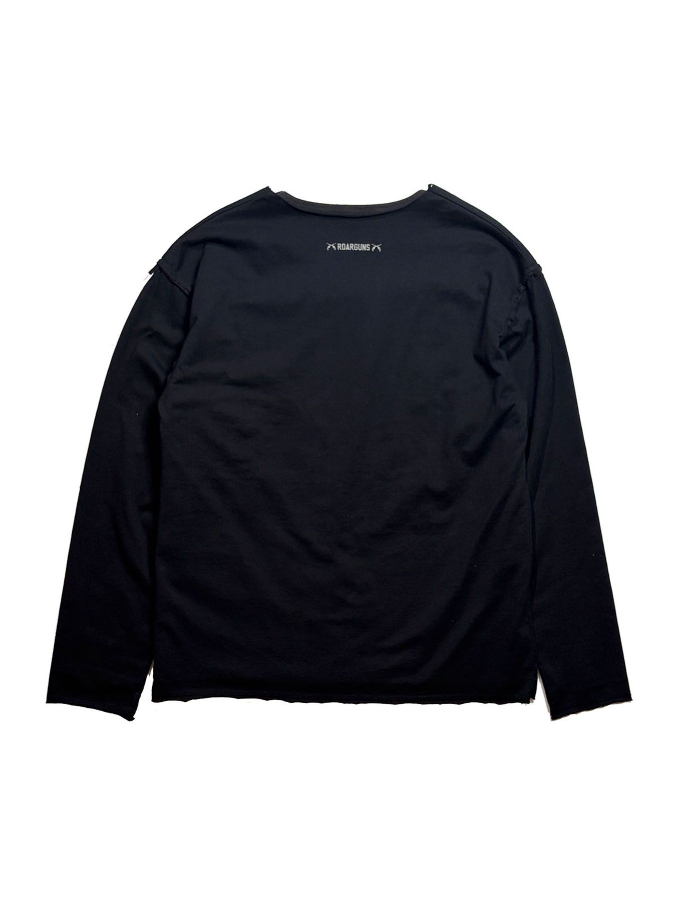 【予約品 3月9日(月) 18:00 締切】ROARGUNS W FACE T / ロゴプリント Wフェイス ロンT / ブラック×グレー