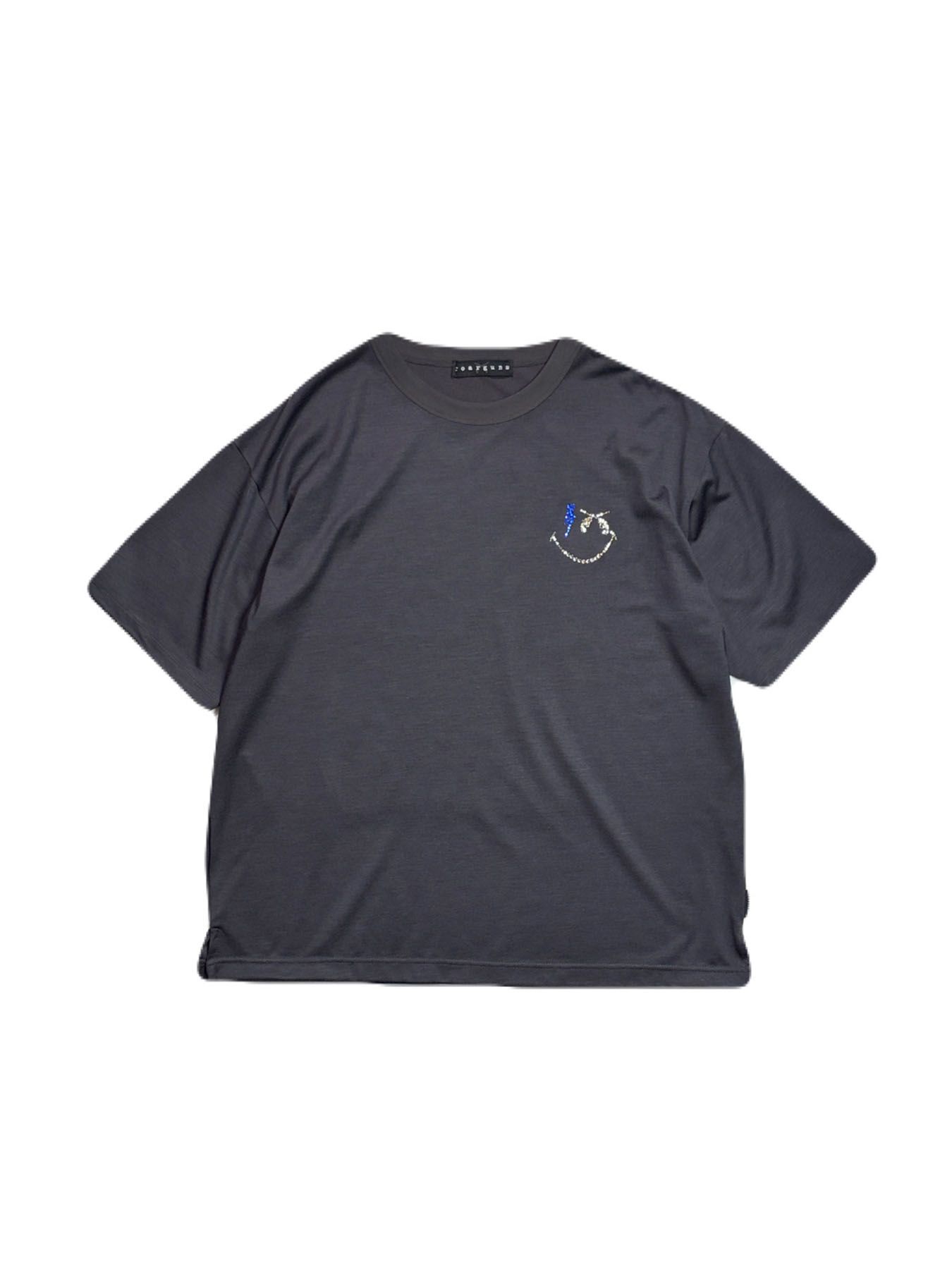 【予約品 3月9日(月) 18:00 締切】WO/JER S/TEE SMI/SWA / ウールジャージ スワロフスキー スマイル Tシャツ / グレー