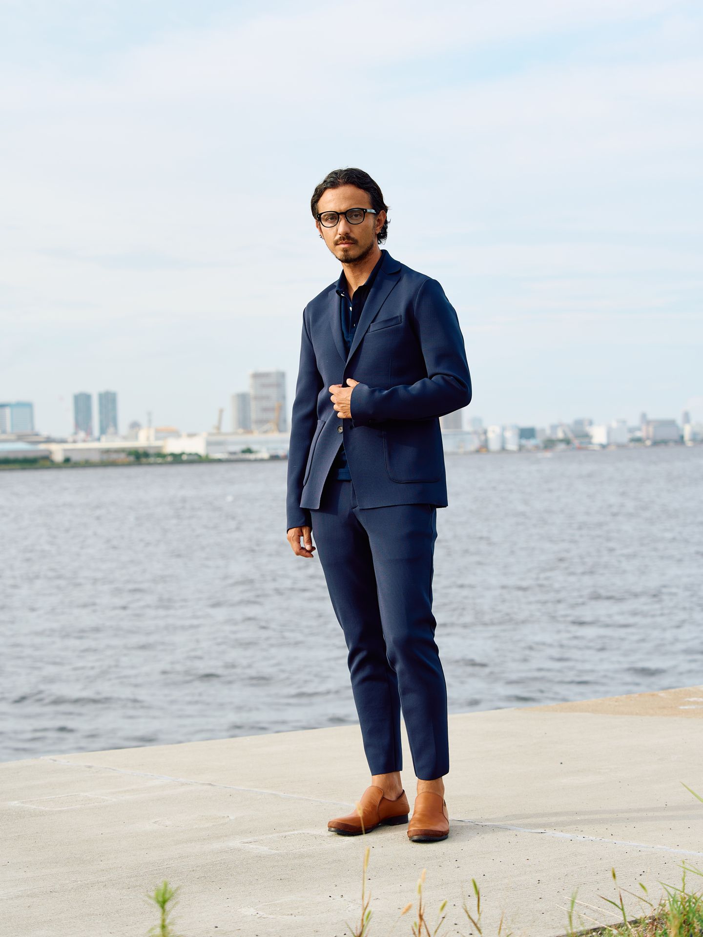 【予約品9月19日 10時締め】 function knit jacket / ニットジャケット / ネイビー