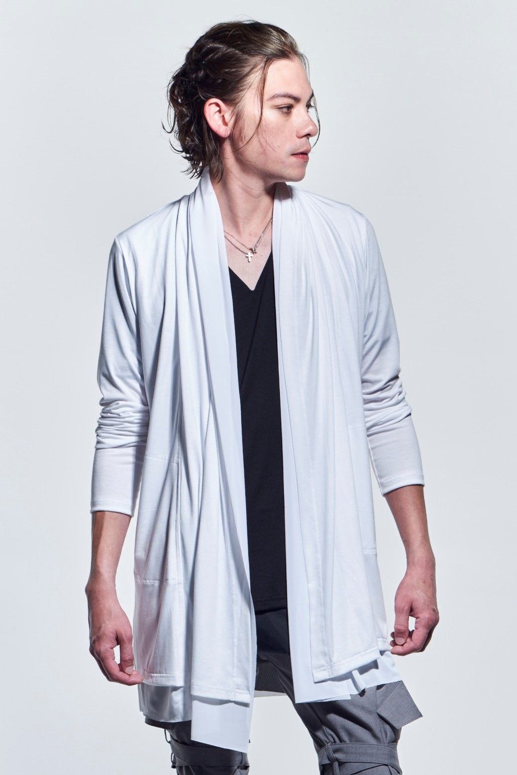 《予約品》 LayeredCardigan カーディガン BEA TENJIKU+TetKnit / White&White 【kiryuyrik】 3月入荷予定
