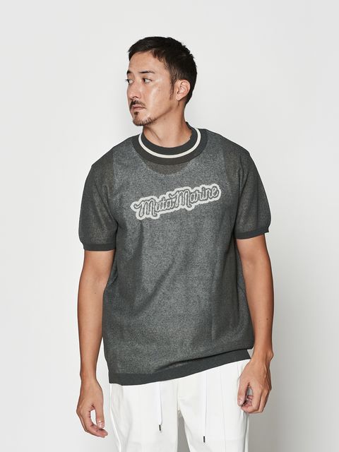 【予約品 10月9日(木) 締切】muta Sheer Knit S-S Top / シアーニットTシャツ / グレー【Acanthus × muta MARINE】
