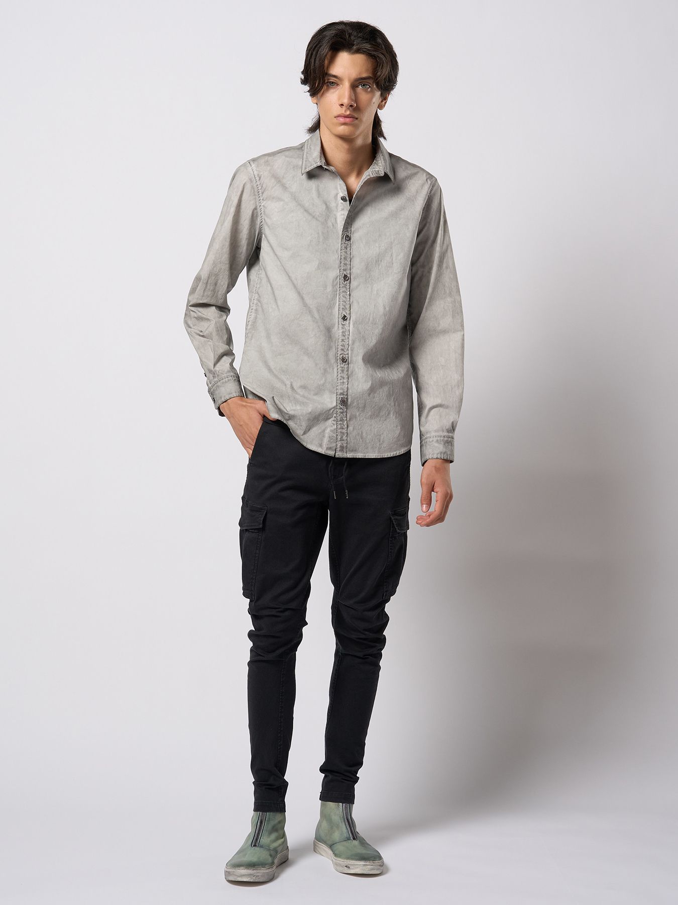 【予約品 9月23日(火) 締切】dyed regular shirt / コールドダイ レギュラーシャツ / ライトグレー