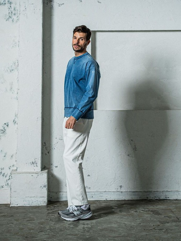 《予約11月17日19時締め》  DENIM JERSEY loose trainer / トレーナー / ライトインディゴ