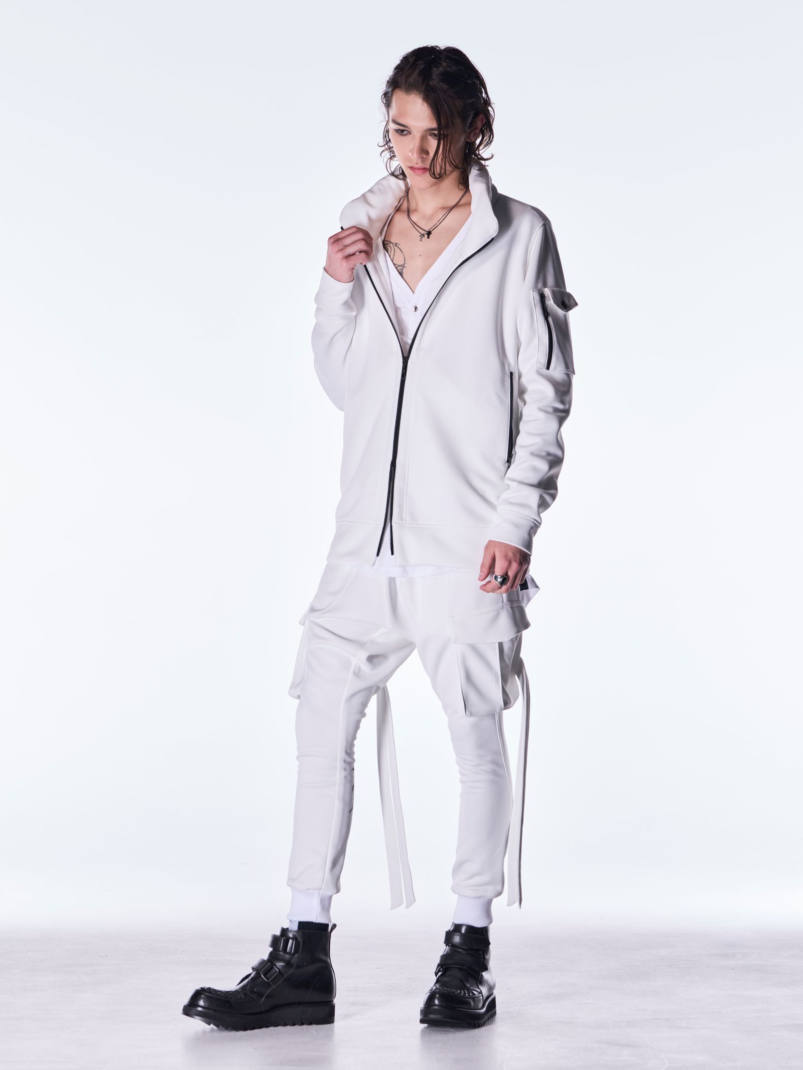 【予約品 6月29日(月) 締切】Double Knit Jersey Stand Collar Blouson / スタンドカラー ブルゾン / ホワイト