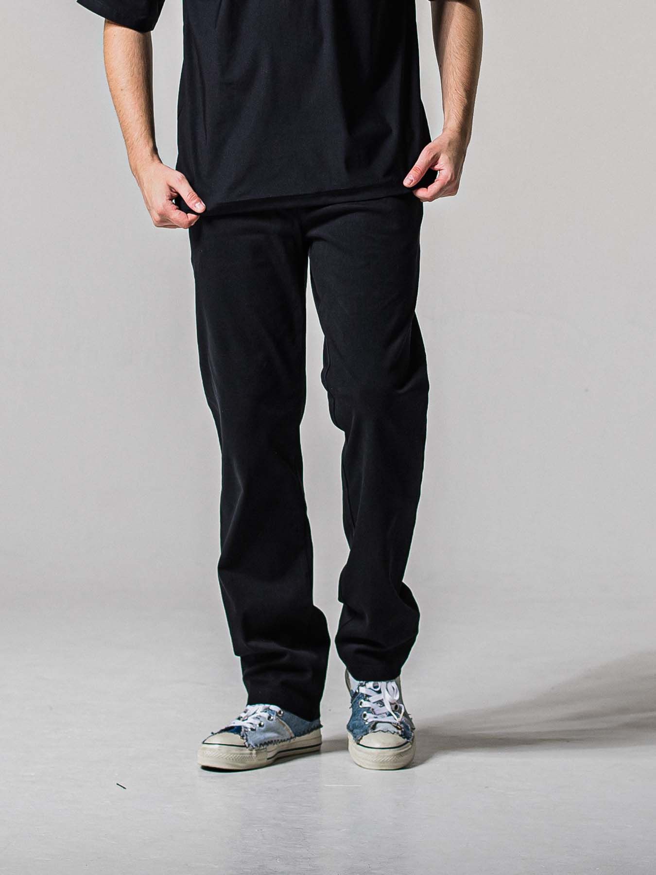 【予約品 11月16日(日) 締切】DENIM JERSEY WIDE PT / デニムジャージ セミワイドシルエット ワンタックイージーパンツ / ブラック