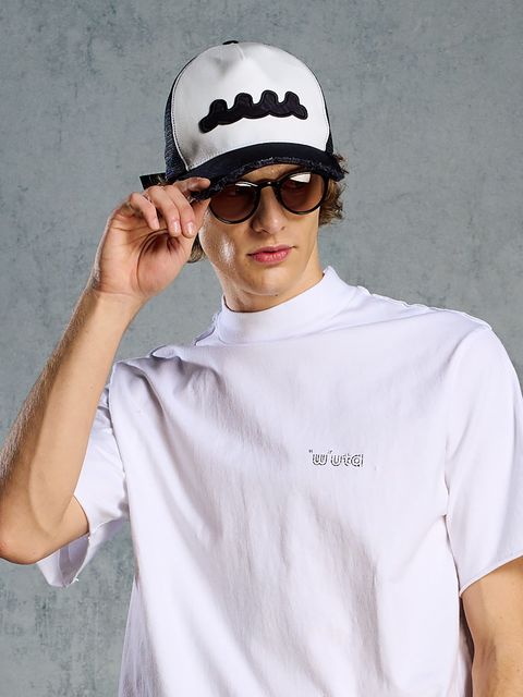 【予約品 1月25日(日) 締切】muta × wjk collection：wave cut-off mesh cap / ウェーブ カットオフ メッシュキャップ / ブラック×ホワイト