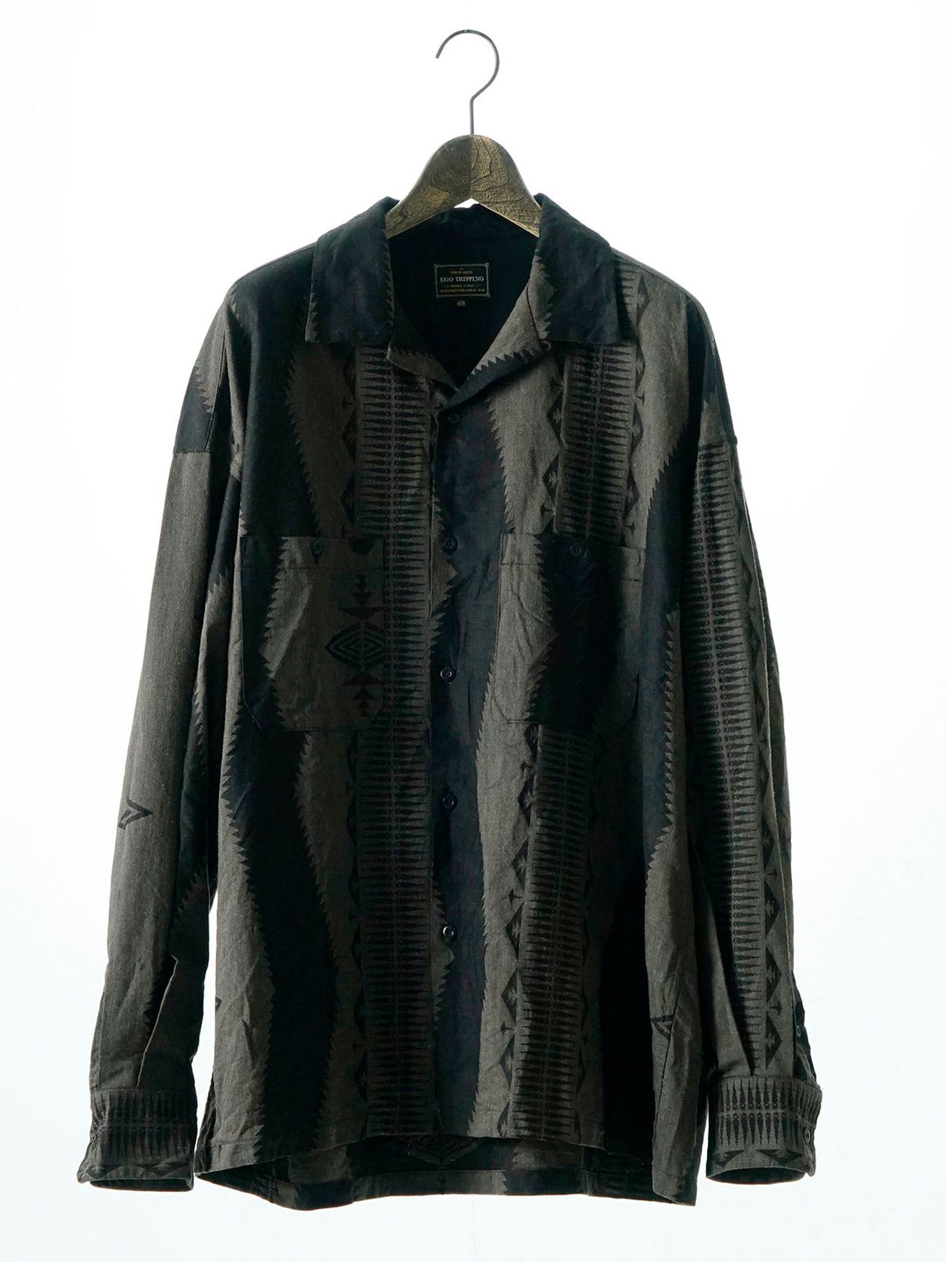 【予約品 6月2日(月) AM10時 締切】FOLKESTRIPE L/S / オーバーシャツ / チャコール×ブラック