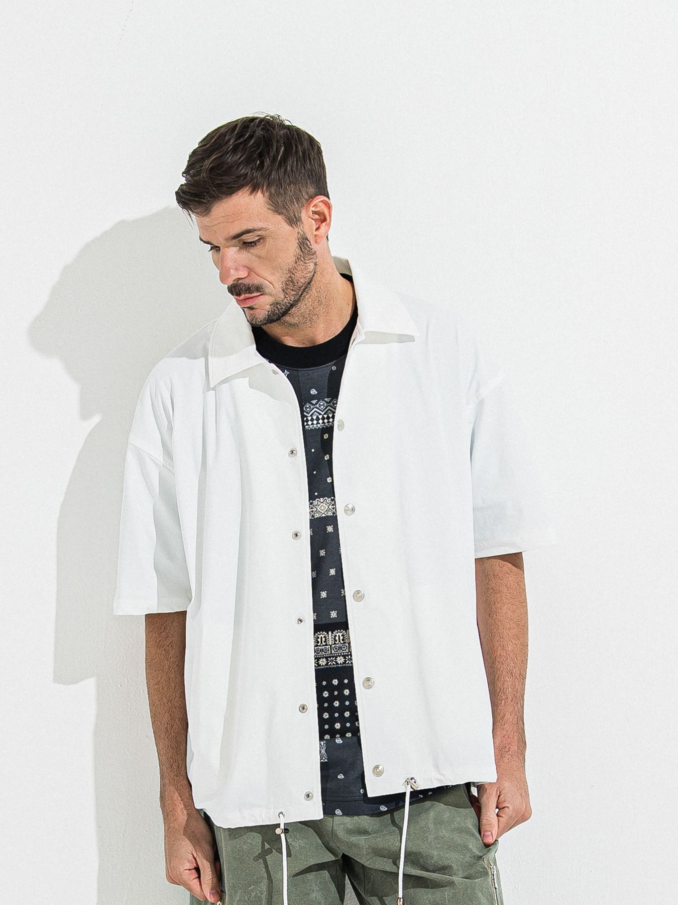 【予約品 】NYLON HALF COACH JACKET / ナイロンハーフコーチジャケット / ホワイト