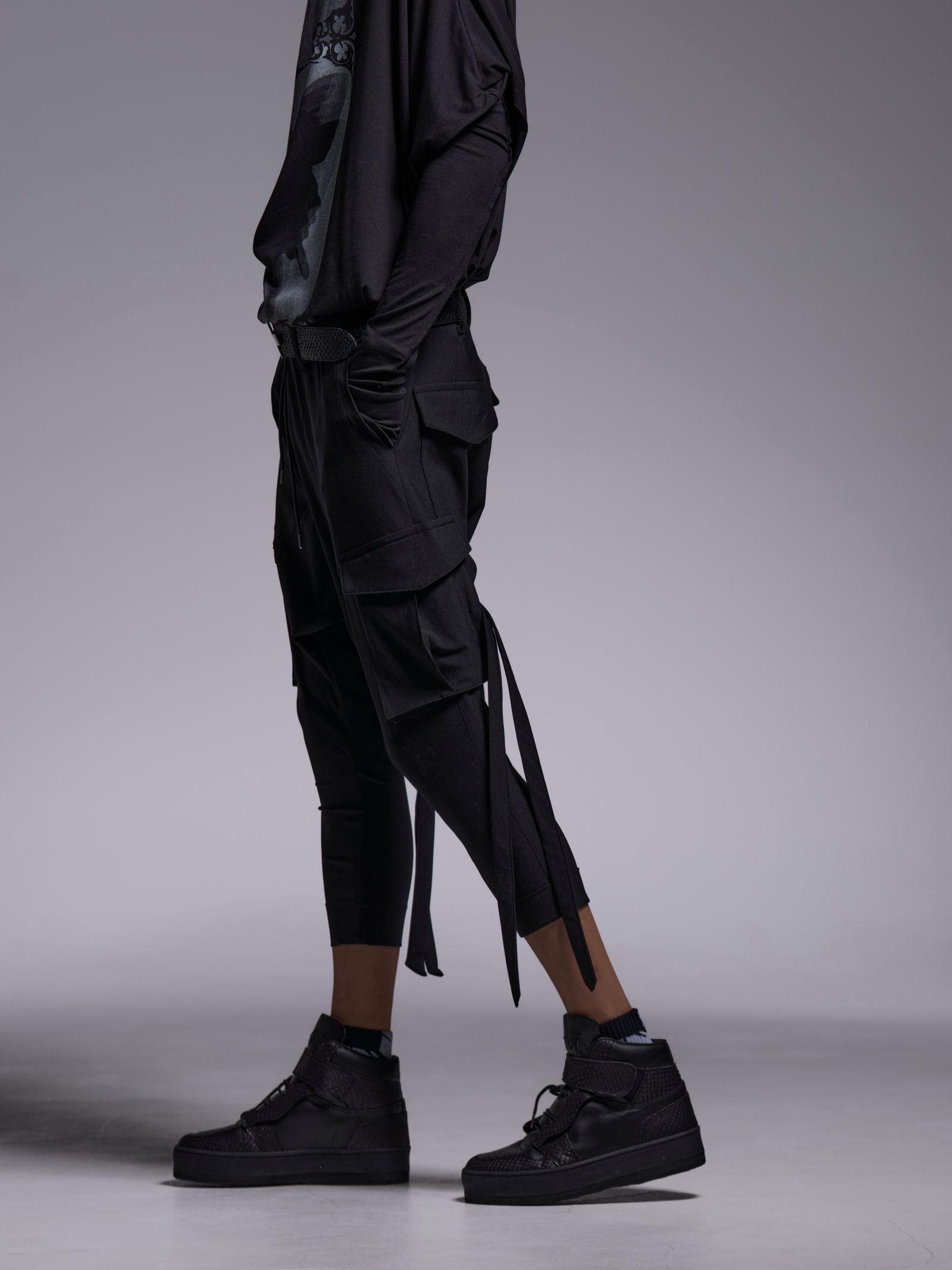 【予約品 1月4日(日) 締切】3/4 Sarrouel Pants / 七部丈 サルエルパンツ / ブラック