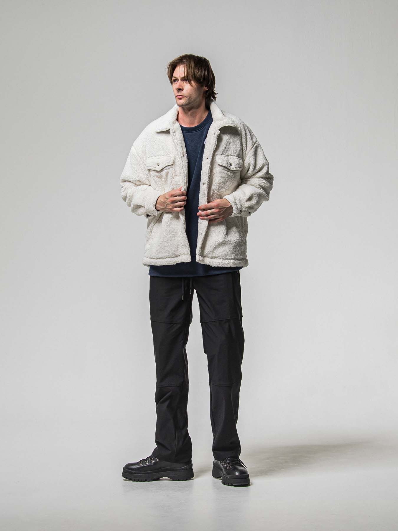 【予約品 8月31日(日) 締切】RC CHENILLE VELOURS FLEECE DROP TRAINER / RCサガラ刺繍ワッペン ベロアフリース ドロップショルダートレーナー / ネイビー