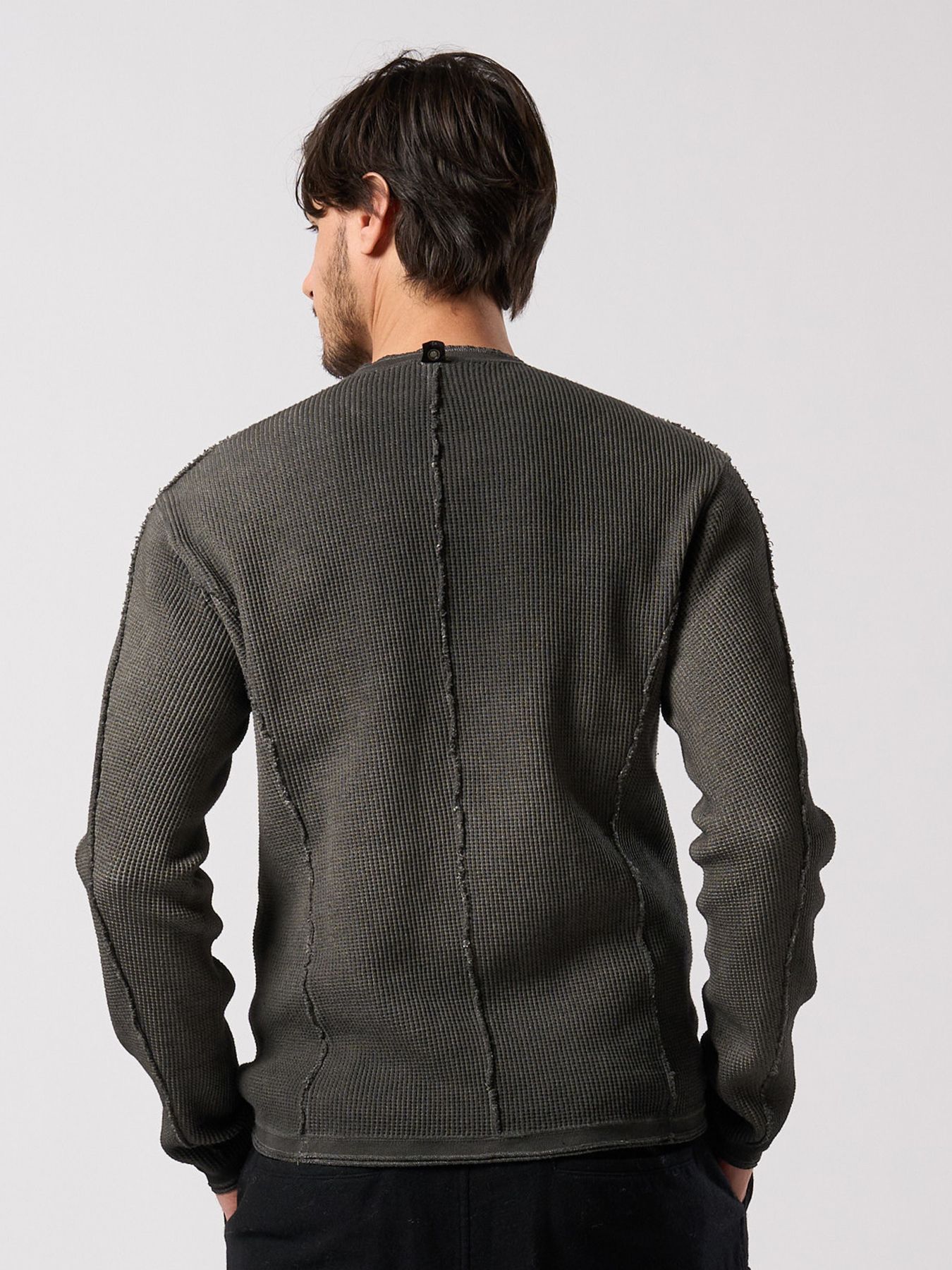 【予約品 4月19日(日) 18時締切】waffle henley L/S / ワッフル ヘンリーネック ロングスリーブ / ブラック