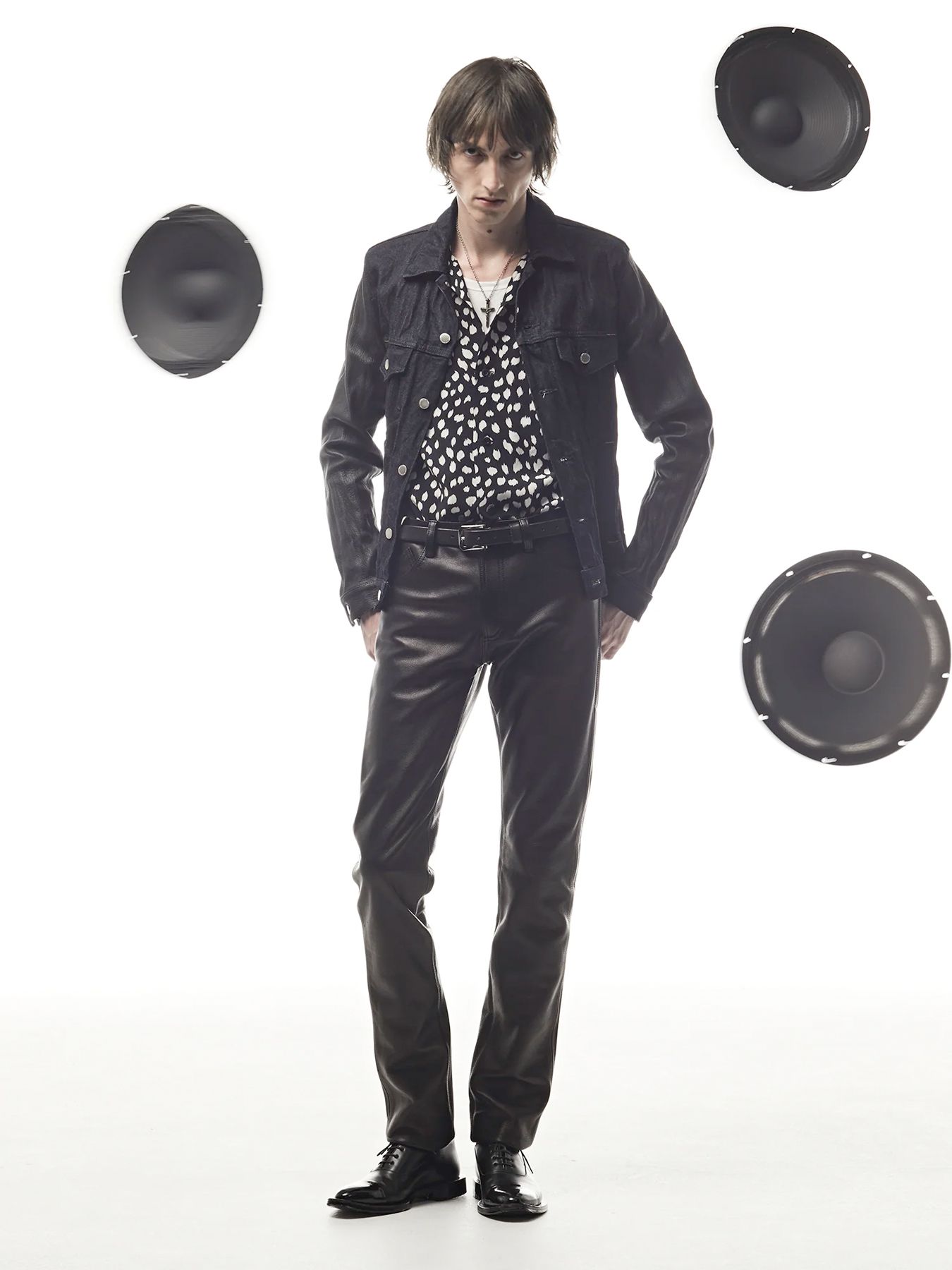 Leopard Printed Cupra Rayon H/S Open Collar Shirt / キュプラ レーヨン 豹柄プリントH/S 開襟シャツ / ブラック豹柄