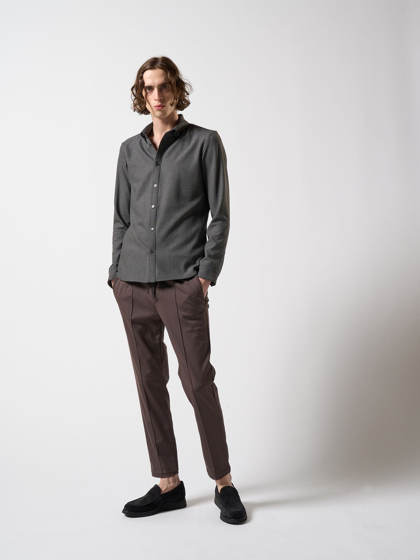 【予約品】 B.D shirt(cosmical warm) / ボタンダウンシャツ / チャコール