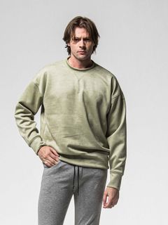 【予約品 8月31日(日) 締切】SUEDE DROP TRAINER / スウェード ドロップショルダートレーナー / カーキ