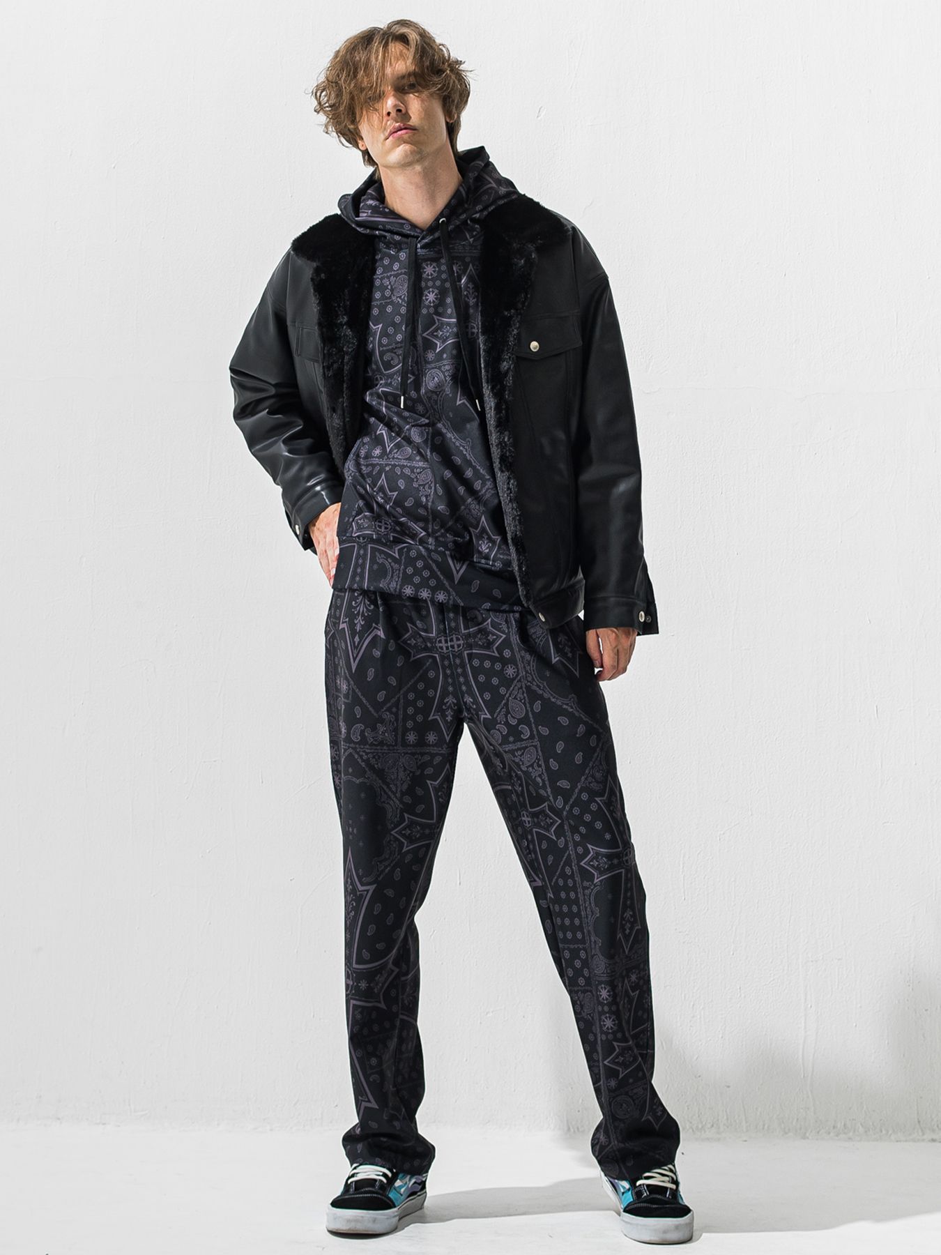 【予約品 9月6日(日) 締切】LEATHER FUR OVER G / レザー ファー オーバー Gジャン / ブラック