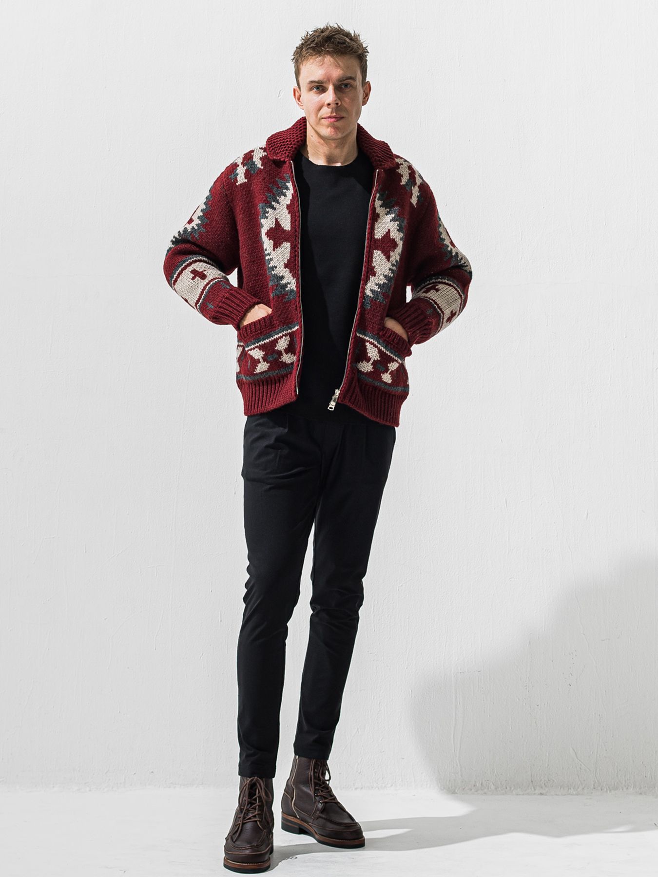 【予約品】CHRIS EASY HEAT TUCK PANTS / 裏起毛 ワンタックイージーパンツ / ブラック