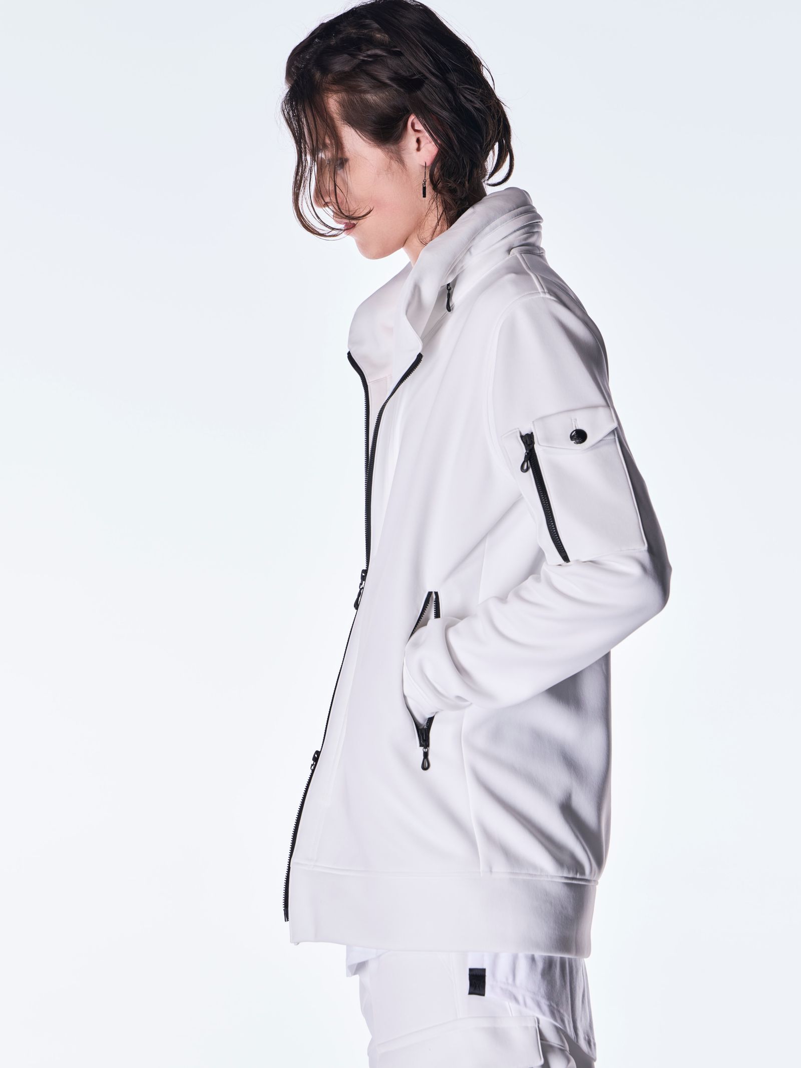 【予約品 6月29日(月) 締切】Double Knit Jersey Stand Collar Blouson / スタンドカラー ブルゾン / ホワイト