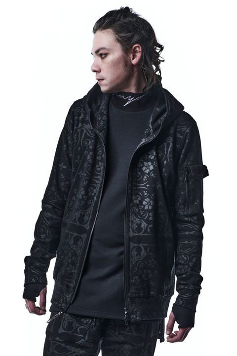 Hoodie パーカー BANDANA Print Jersey / Black×Black 【kiryuyrik】