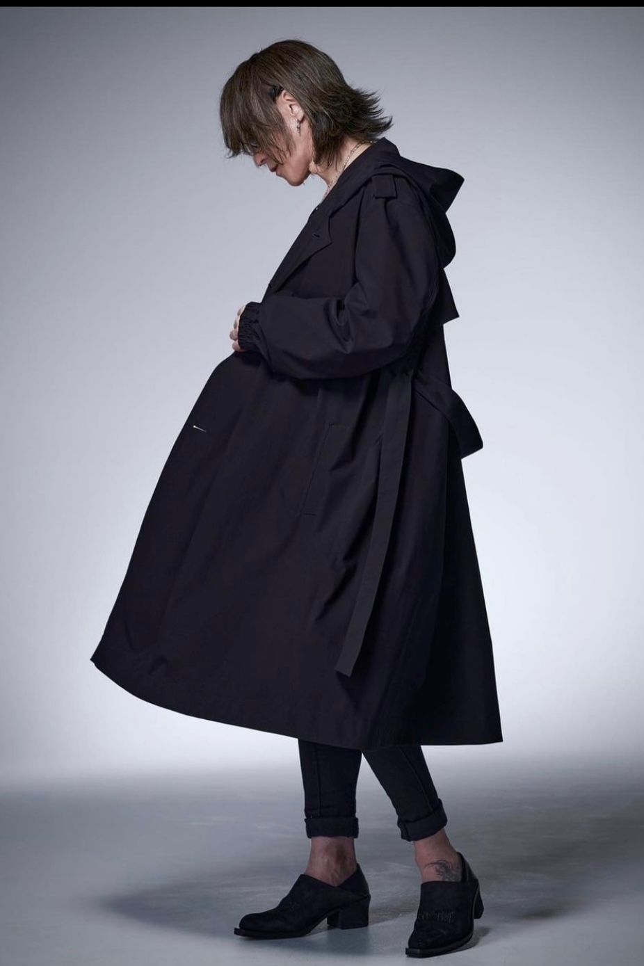 Recycled PEs Oversize Hoodie Coat  / ブラック 【THE ONENESS】