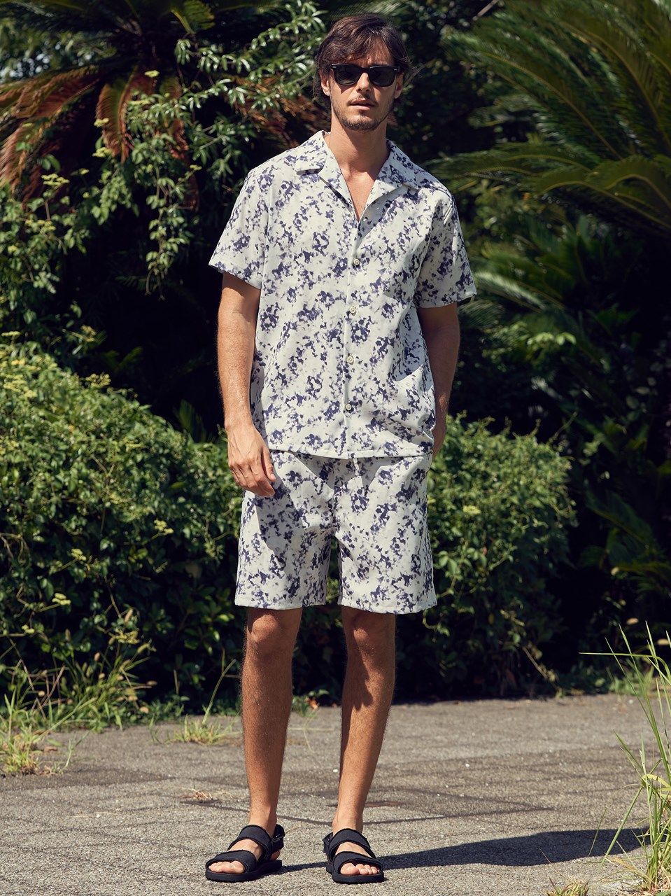 《予約品》 patterned s/s shirt / ハワイアンシャツ / ブラック