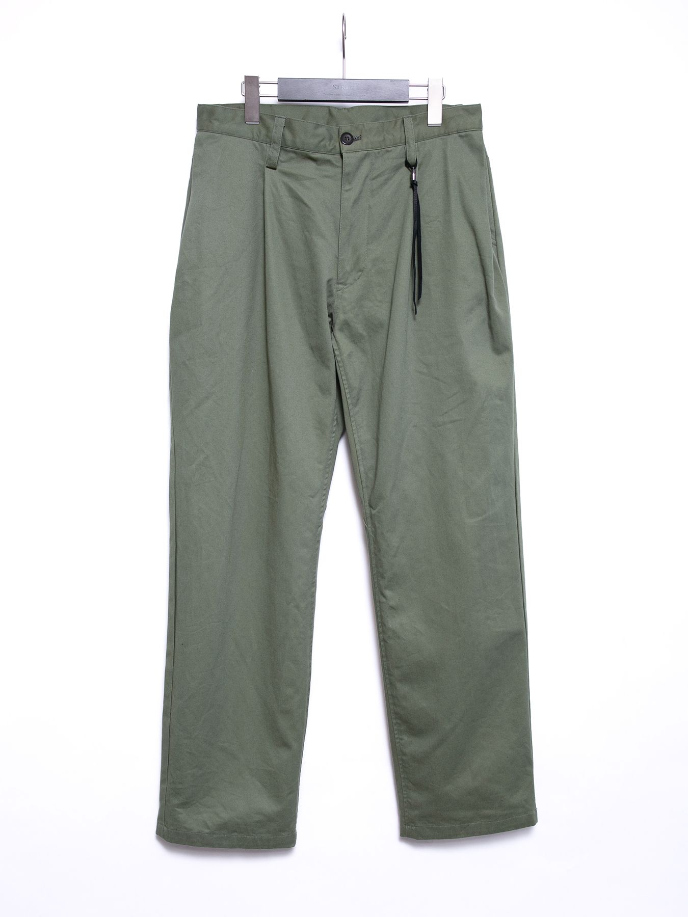 【予約品 4月6日(月) 締切】Cotton High-count Chino cloth Wide Tapered Pants / コットン ハイカウント チノクロス ワイドテーパードパンツ / オリーブ