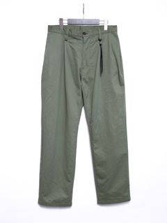 【予約品 4月6日(月) 締切】Cotton High-count Chino cloth Wide Tapered Pants / コットン ハイカウント チノクロス ワイドテーパードパンツ / オリーブ