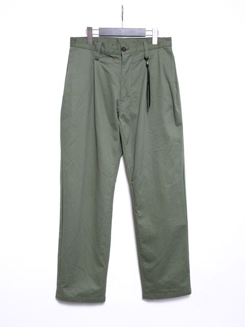【予約品 4月6日(月) 締切】Cotton High-count Chino cloth Wide Tapered Pants / コットン ハイカウント チノクロス ワイドテーパードパンツ / オリーブ