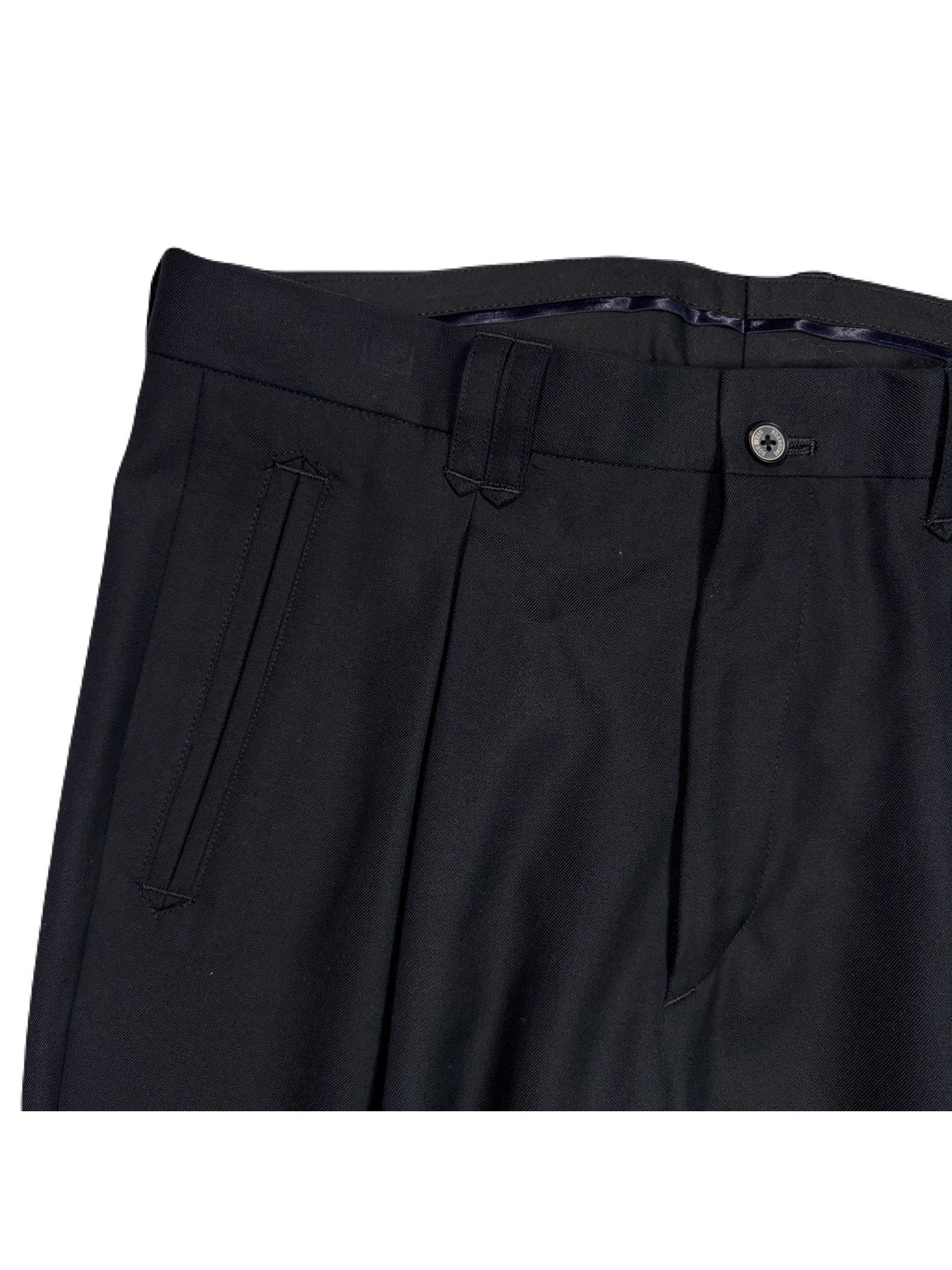 【予約品 3月9日(月) 18:00 締切】W/S GABA SLACKS / ウール/シルク ギャバ インバーテッドタック スラックス / ブラック