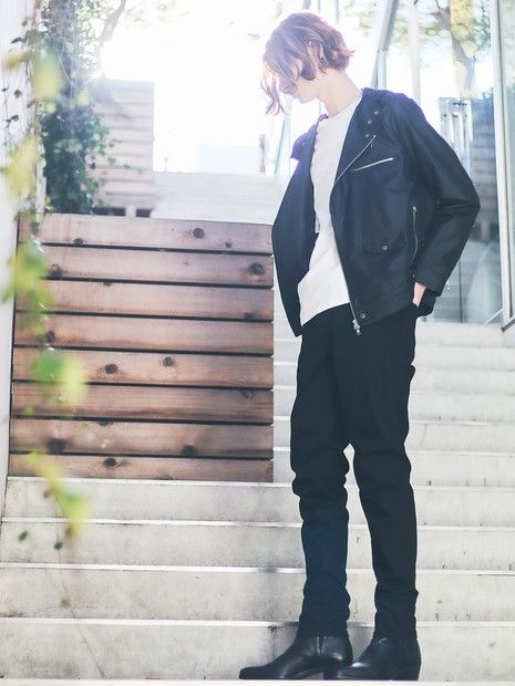 3素材コンビネーション 長袖 TシャツWHITE【5351 POUR LES HOMMES】