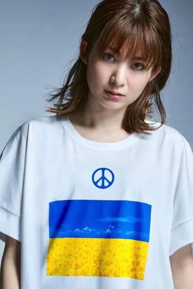 Ukrainian Refugees Support Charity Dolman Long T-Shirt Tシャツ / White 【THE ONENESS】 7月以降入荷予定