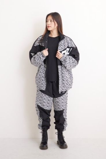 GEOMETRIC NYLON TRUCK PANTS トラックパンツ / BLACK 【BOY LONDON】