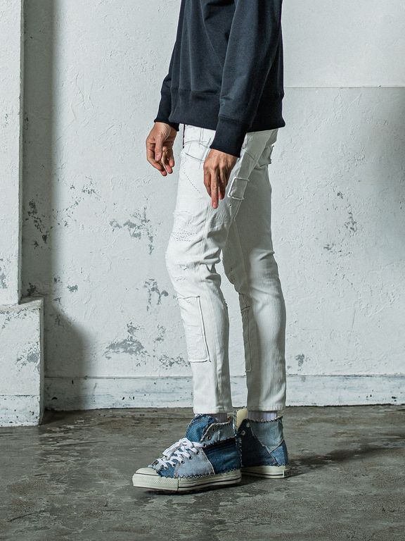 《予約11月17日19時締め》 MICK DENIM JERSEY / ジャージパンツ / ホワイトリメイク