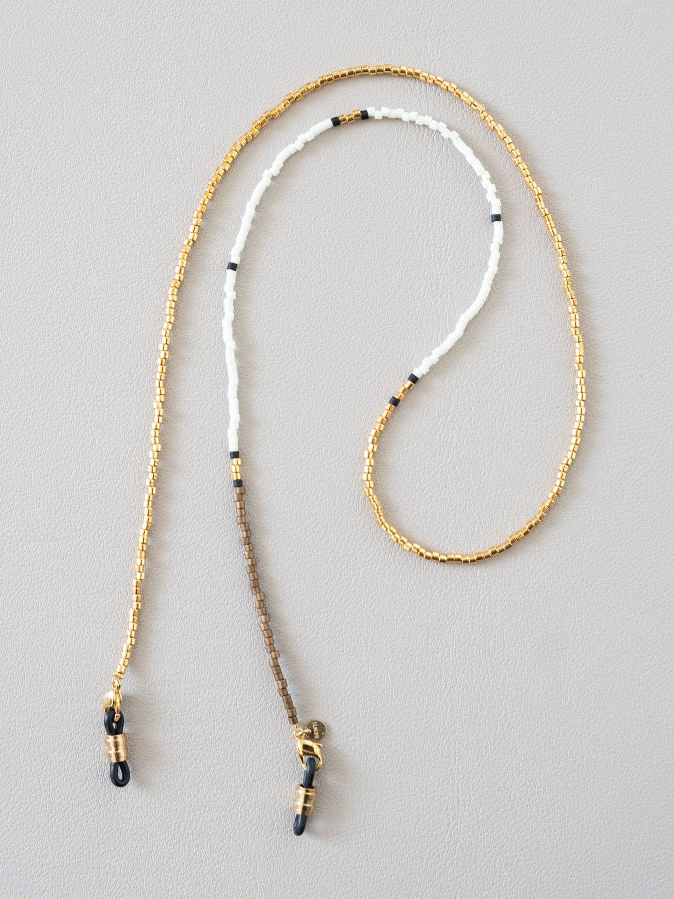 《予約品》 BEADS GLASS CORD&NECKLACE / グラスコード&ネックレス / ホワイト・ゴールド 【Iroquois.SENTI】