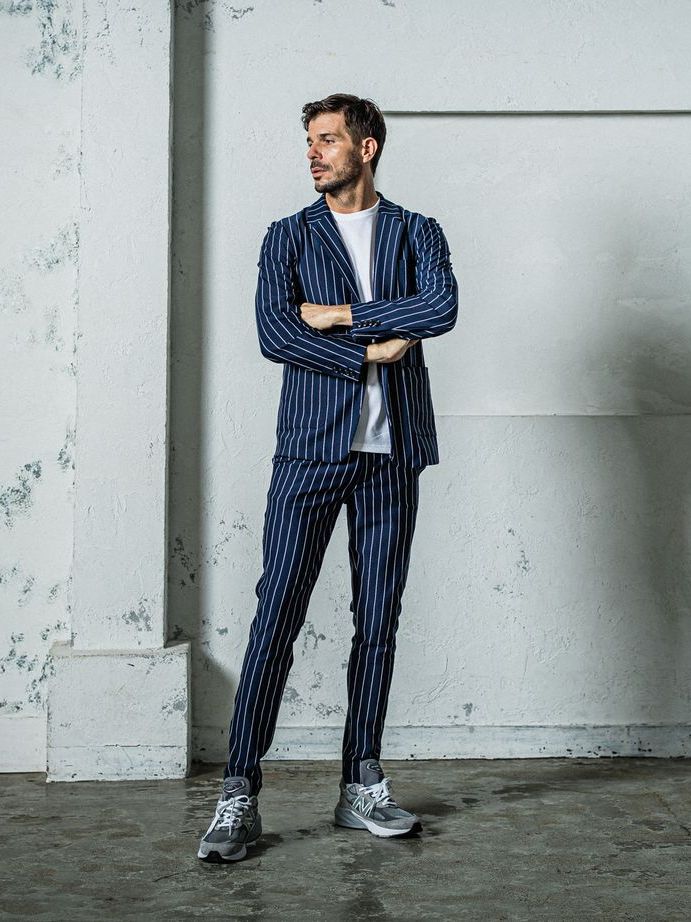 《予約11月17日19時締め》 CHRIS EASY  PANTS / イージーパンツ / ネイビー・ストライプ